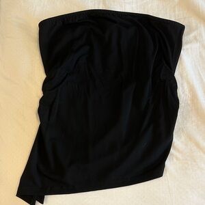 Black Strapless top, scrunched sides, Size M